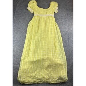 Lorrie Deb Size 5 Babydoll Puffed Sleeve Checkered Ruffle Maxi Dress Picnic VTG